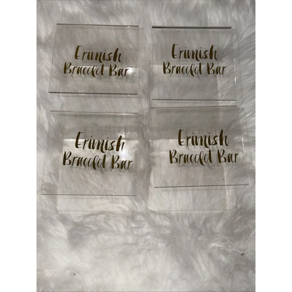 Erimish Bracelet Bar Acrylic Jewelry Display Stands Clear Gold Logo Set of 4